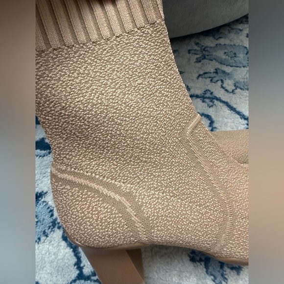 COSY ISLAND BelleVoyage Block Heel Pointed Toe Sock Ankle Booties Boots Apricot - Picture 7 of 10